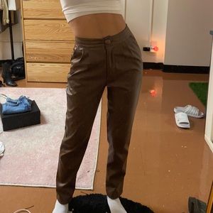 Brown leather pants